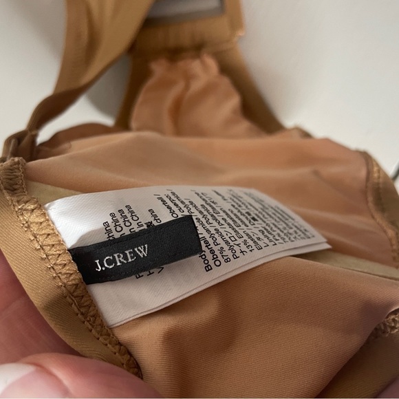 J.Crew Size XL Bikini TOP ONLY Beige Nude Keyhole Halter Neck Tie - Picture 2 of 5